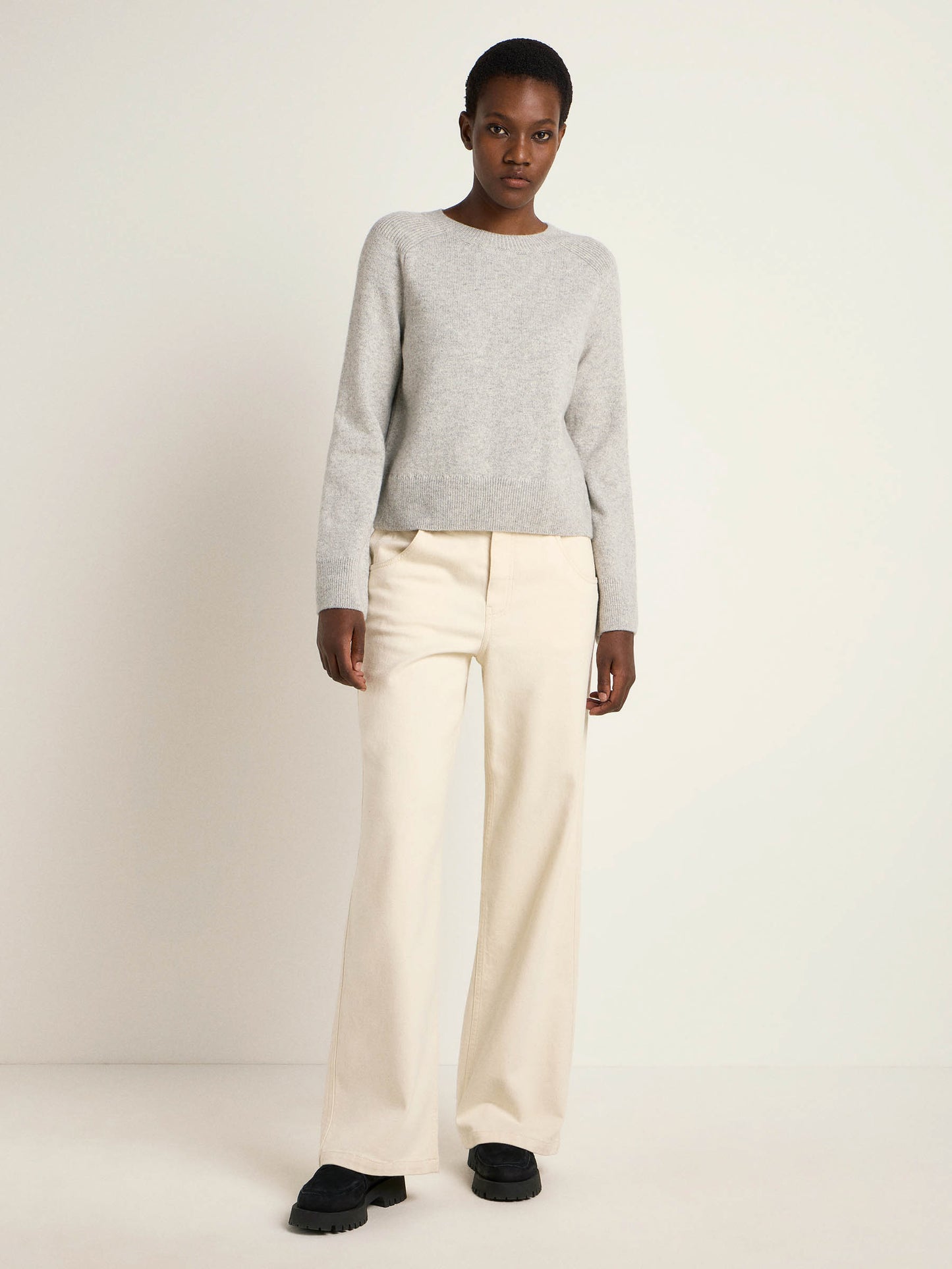 LANIUS - Cropped Pullover grey melange