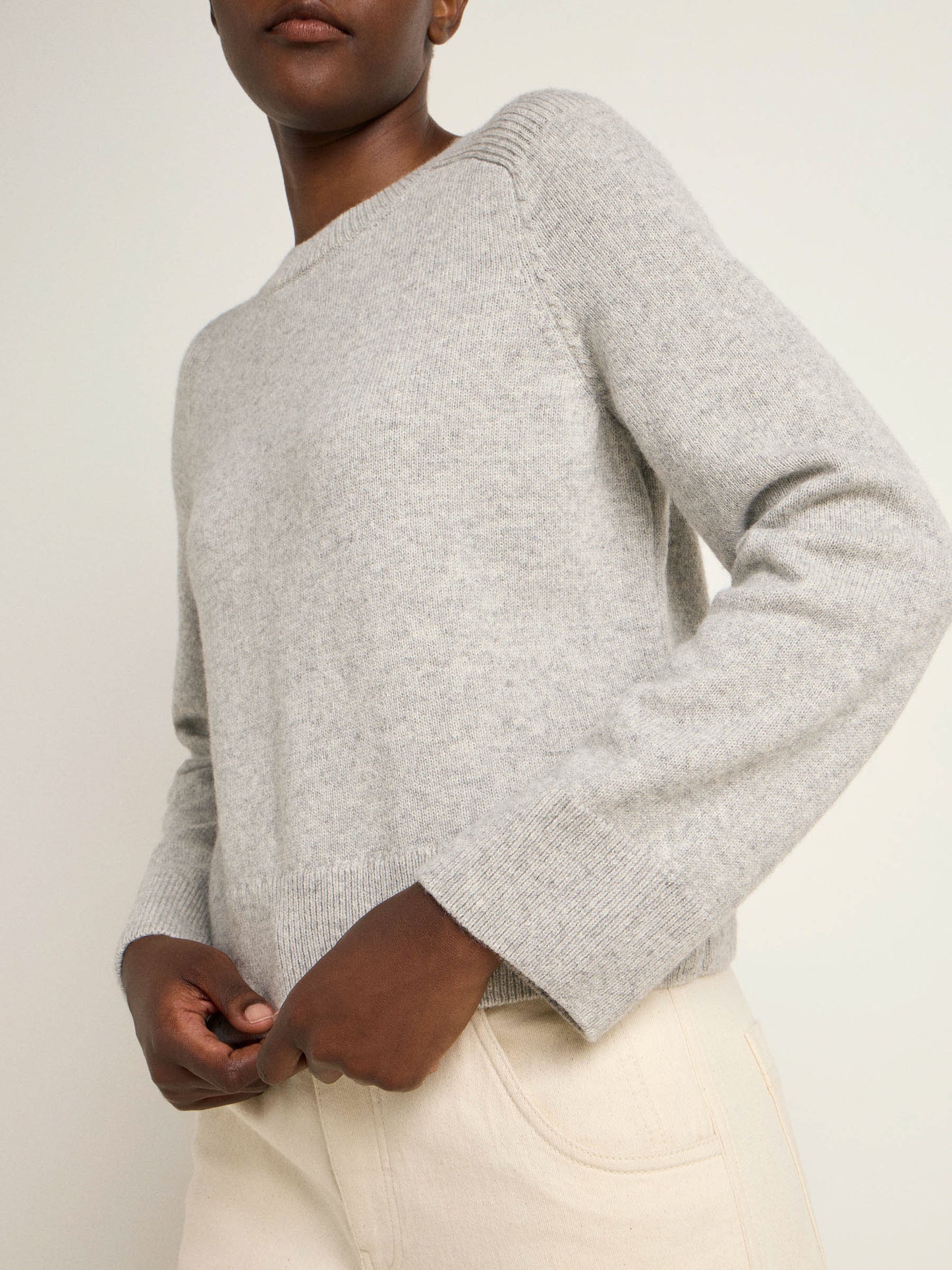 LANIUS - Cropped Pullover grey melange