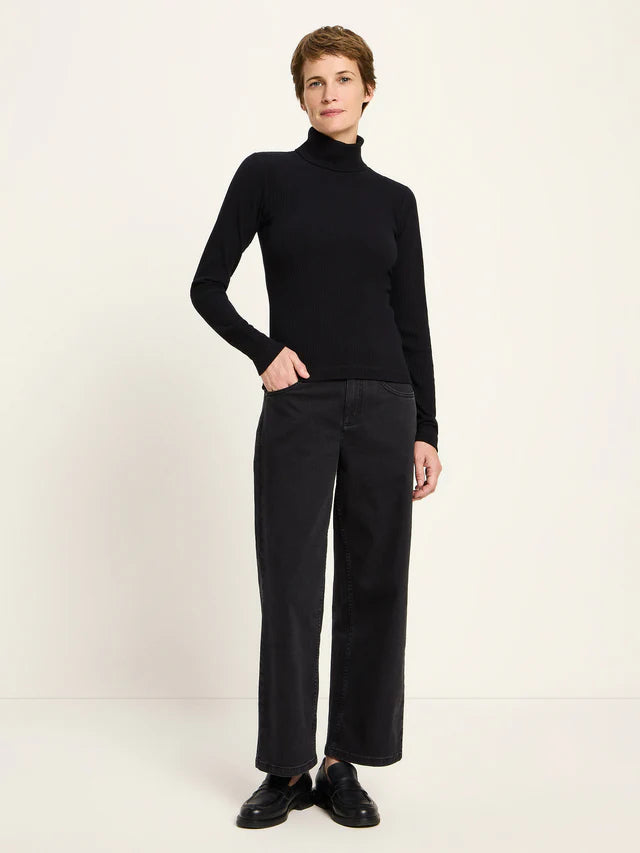 LANIUS - Rollkragenshirt Rippoptik black - WERTE FREUNDE