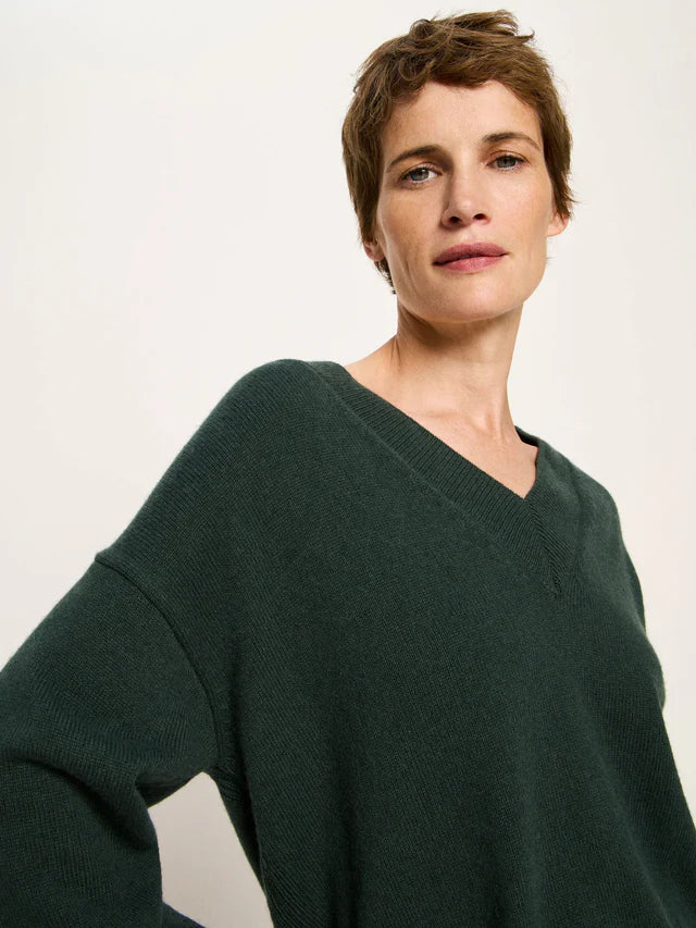 LANIUS - Pullover mit V-Ausschnitt forrest melange - WERTE FREUNDE