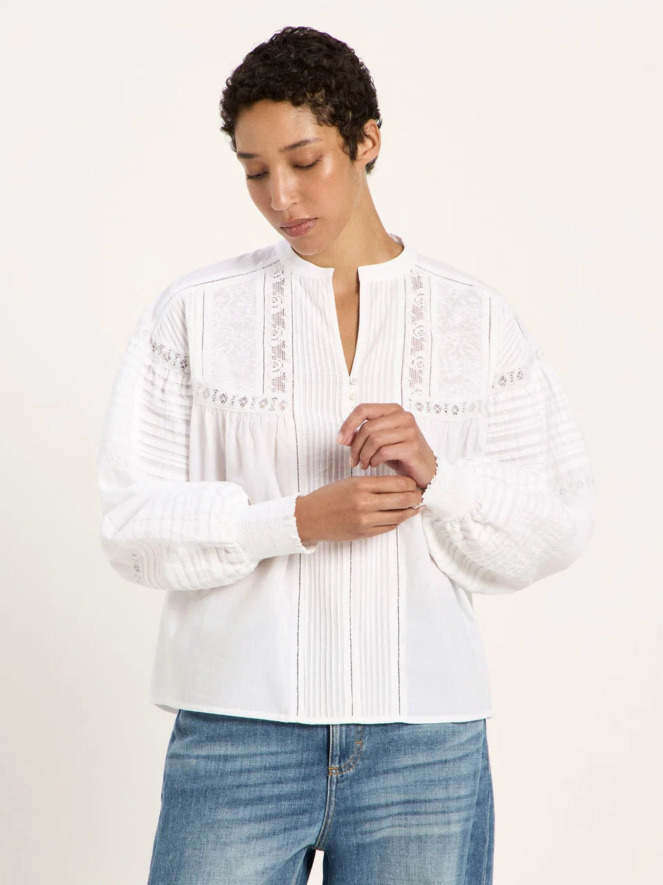 LANIUS - Spitzenbluse white