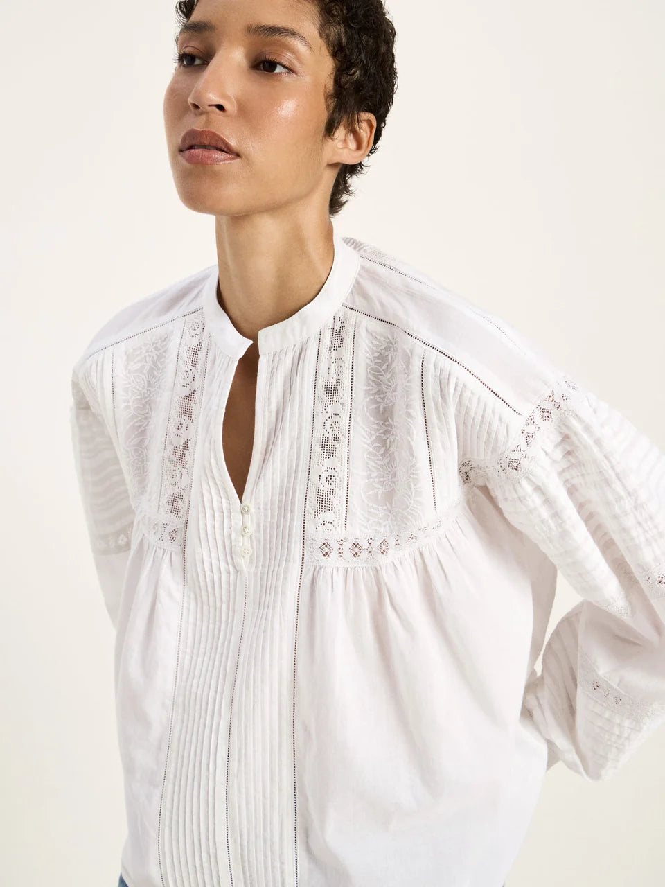 LANIUS - Spitzenbluse white