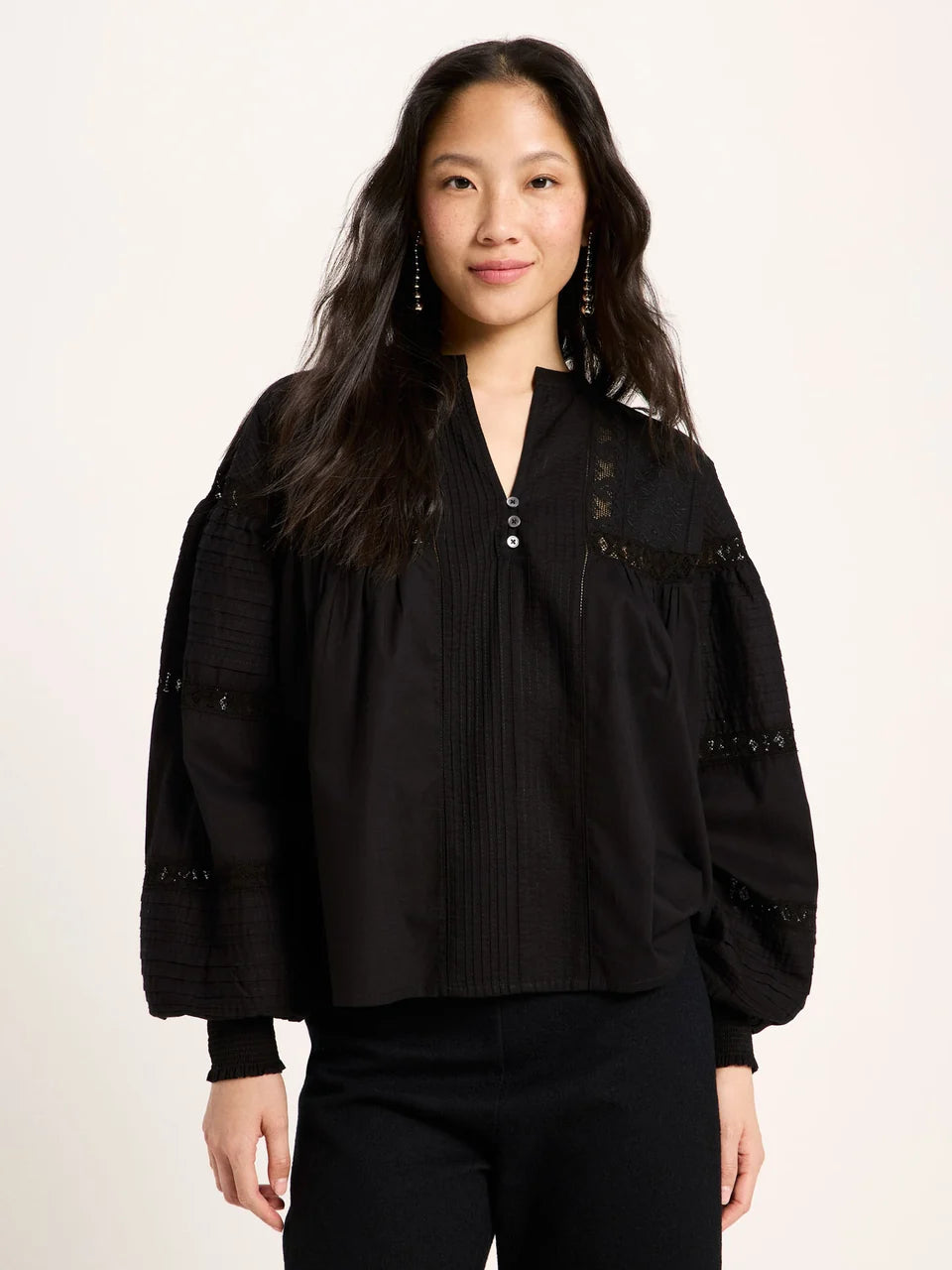 LANIUS - Spitzenbluse black