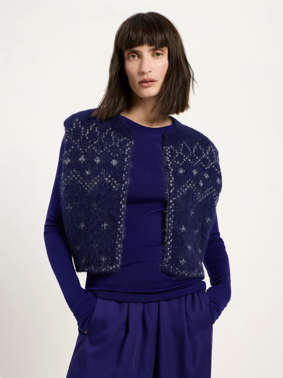 LANIUS - Doubleface Weste mit Jacquard violet