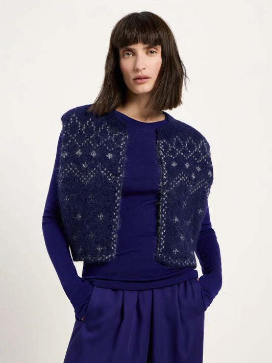 LANIUS - Doubleface Weste mit Jacquard violet