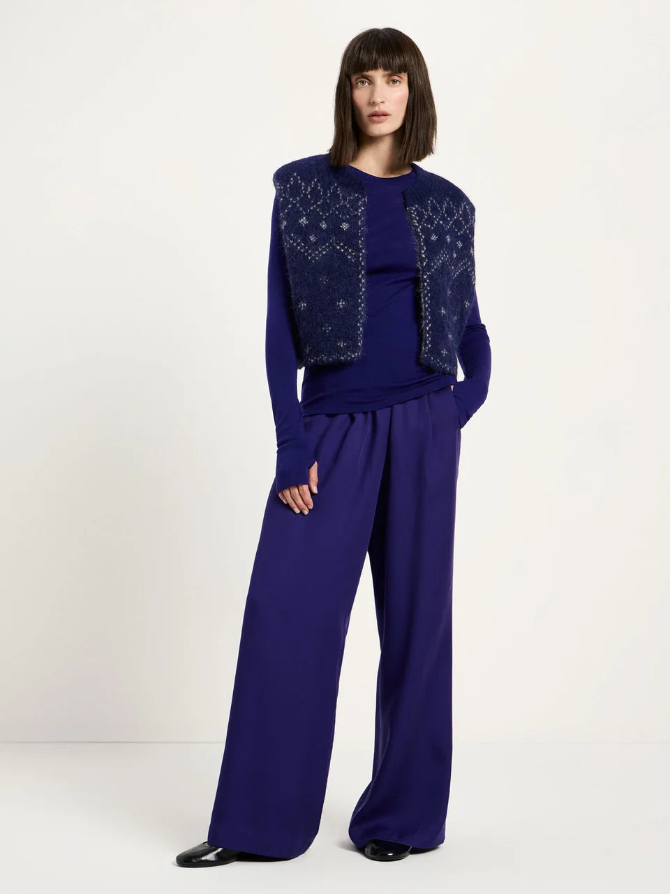 LANIUS - Doubleface Weste mit Jacquard violet