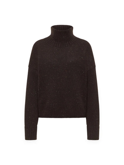 LANIUS - Oversize Pullover bitter chocolate tweed