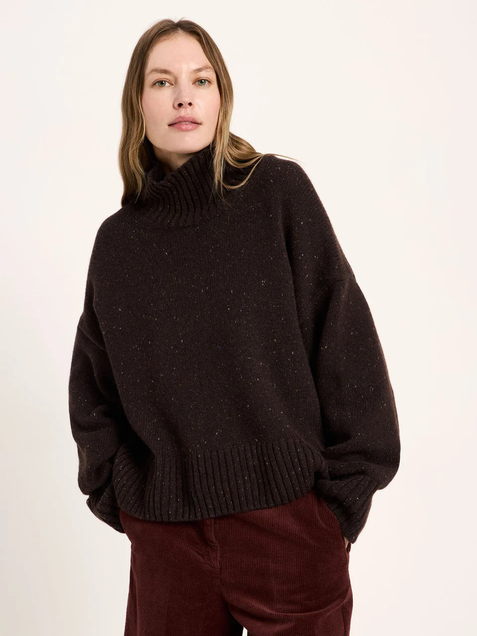 LANIUS - Oversize Pullover bitter chocolate tweed