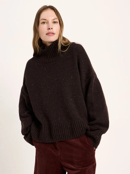 LANIUS - Oversize Pullover bitter chocolate tweed