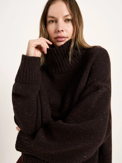 LANIUS - Oversize Pullover bitter chocolate tweed