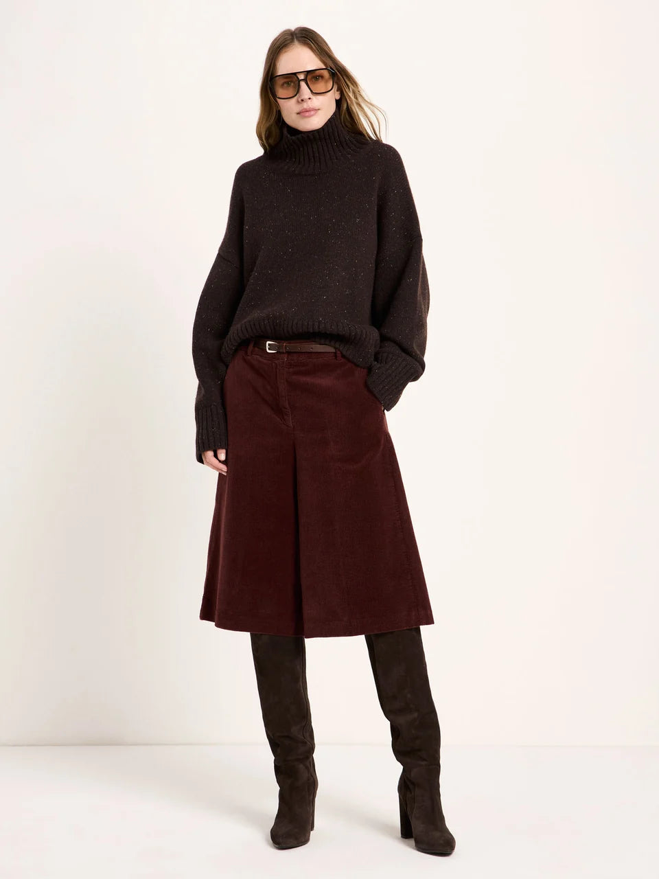 LANIUS - Oversize Pullover bitter chocolate tweed