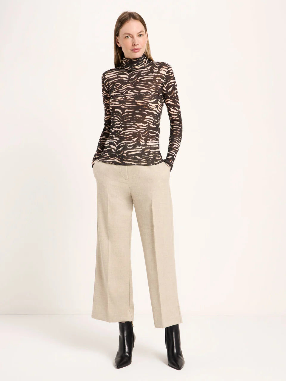 LANIUS - Rollkragenshirt print animal stripes rose