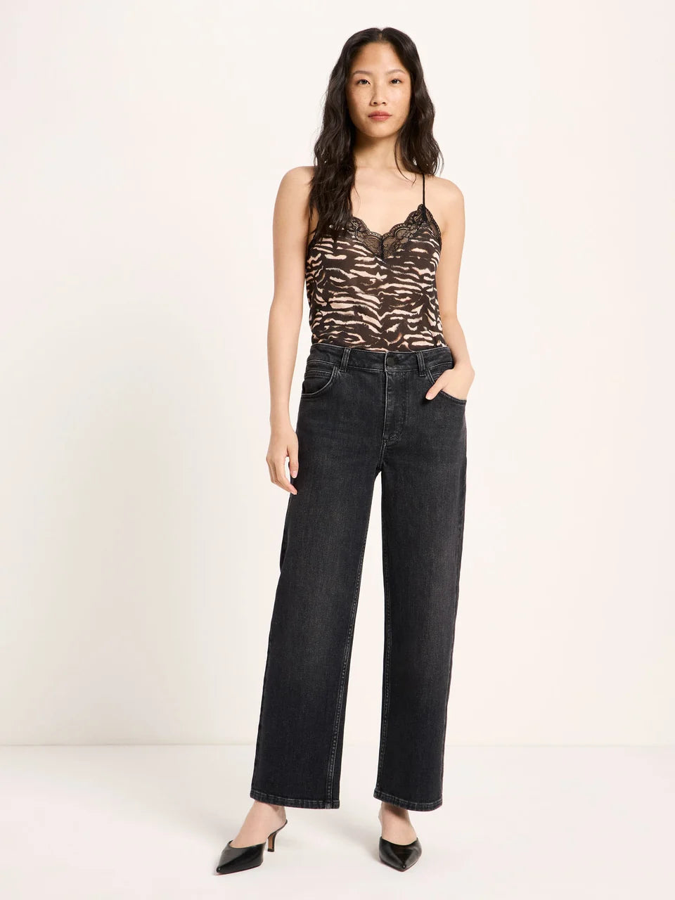 LANIUS - Straight Jeans SAGE smoke black denim