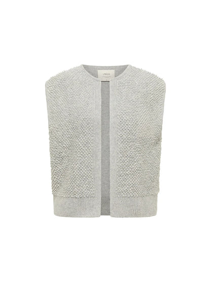 LANIUS - Bouclé Strickweste grey melange