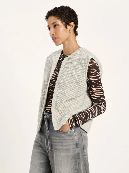 LANIUS - Bouclé Strickweste grey melange