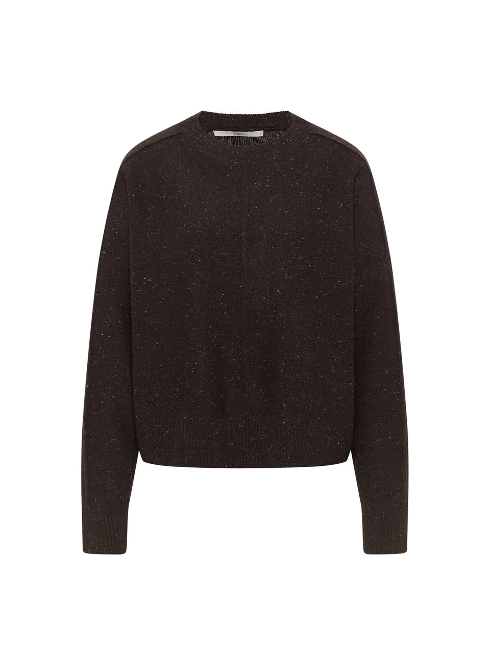 LANIUS - Oversized Rundhalspullover bitter chocolate tweed