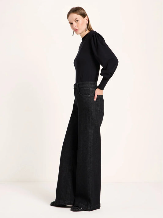 LANIUS - Wide Jeans SALT black denim