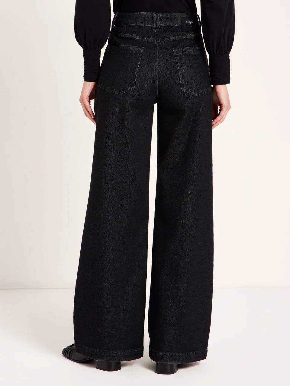 LANIUS - Wide Jeans SALT black denim