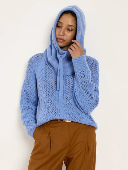 LANIUS - Balaklava Hoodie light blue melange