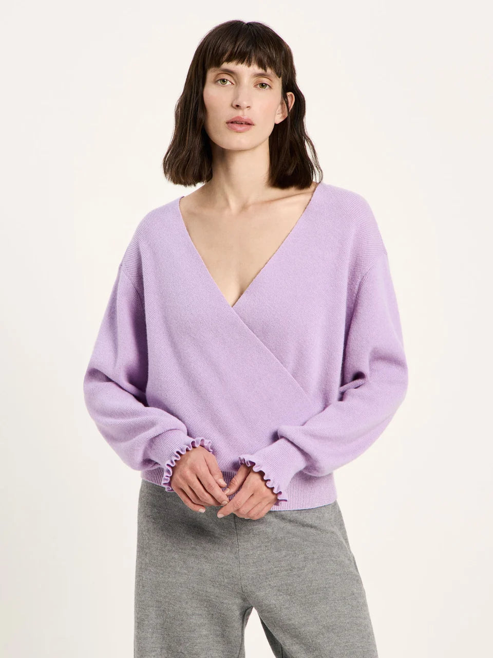 LANIUS - Pullover in Wickeloptik pale violet