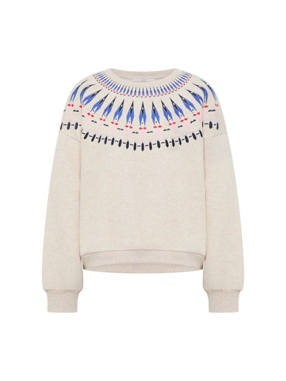 LANIUS - Statementsweatshirt creme melange/ multicolor