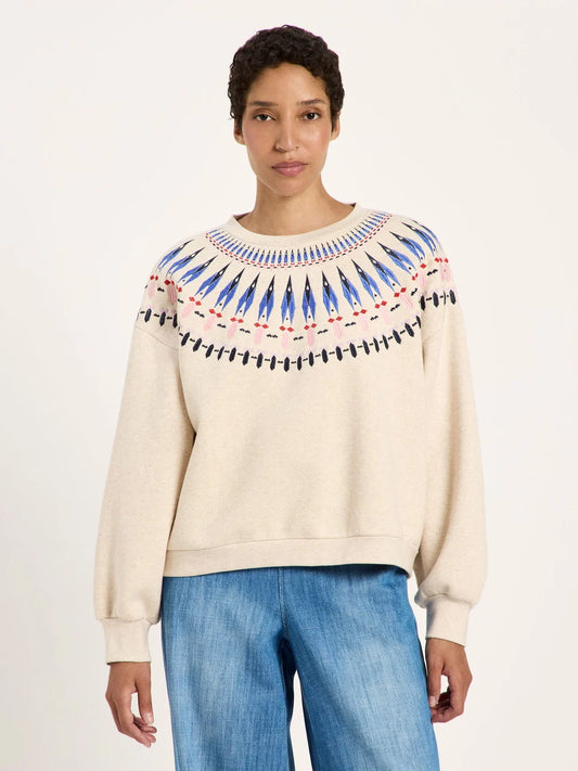 LANIUS - Statementsweatshirt creme melange/ multicolor