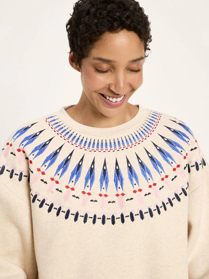 LANIUS - Statementsweatshirt creme melange/ multicolor