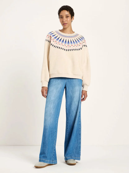 LANIUS - Statementsweatshirt creme melange/ multicolor