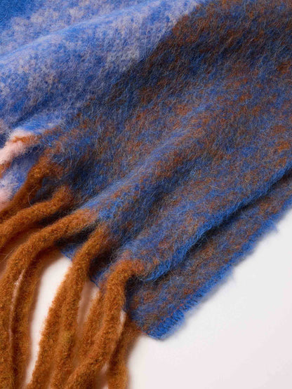 LANIUS - Karo Schal aus Wolle bright blue