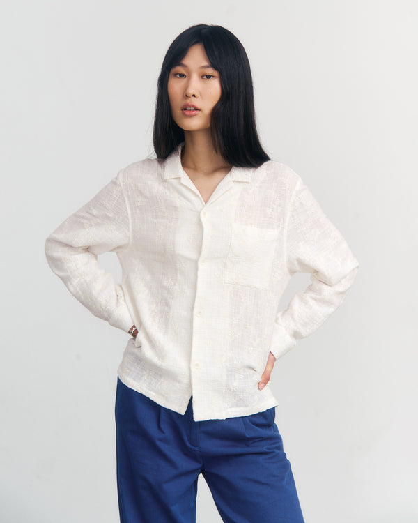ROTHOLZ - Leisure Shirt Organic Cotton Floral White - WERTE FREUNDE