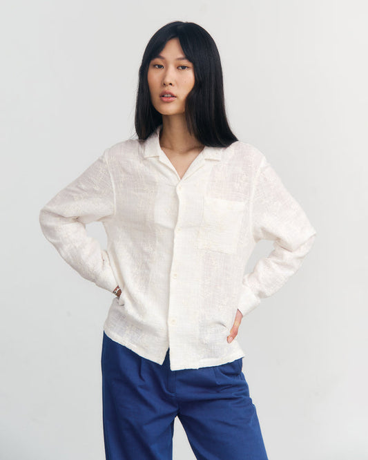 ROTHOLZ - Leisure Shirt Organic Cotton Floral White - WERTE FREUNDE