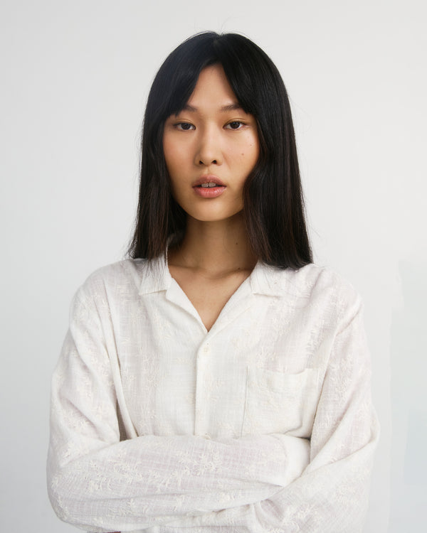ROTHOLZ - Leisure Shirt Organic Cotton Floral White - WERTE FREUNDE