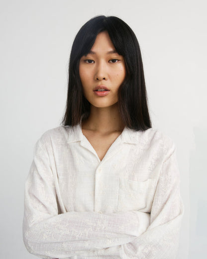ROTHOLZ - Leisure Shirt Organic Cotton Floral White - WERTE FREUNDE