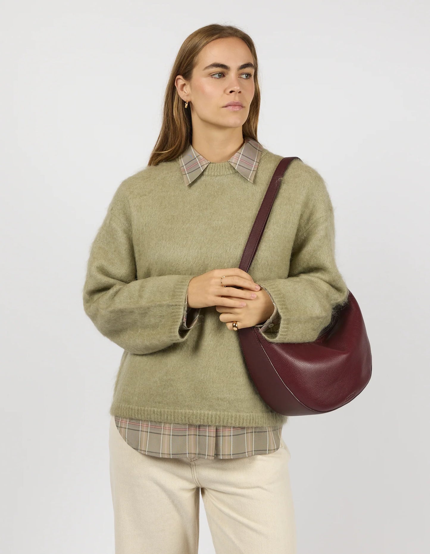 O MY BAG - Leo Maxi Dark Cherry Soft Grain Leather - WERTE FREUNDE