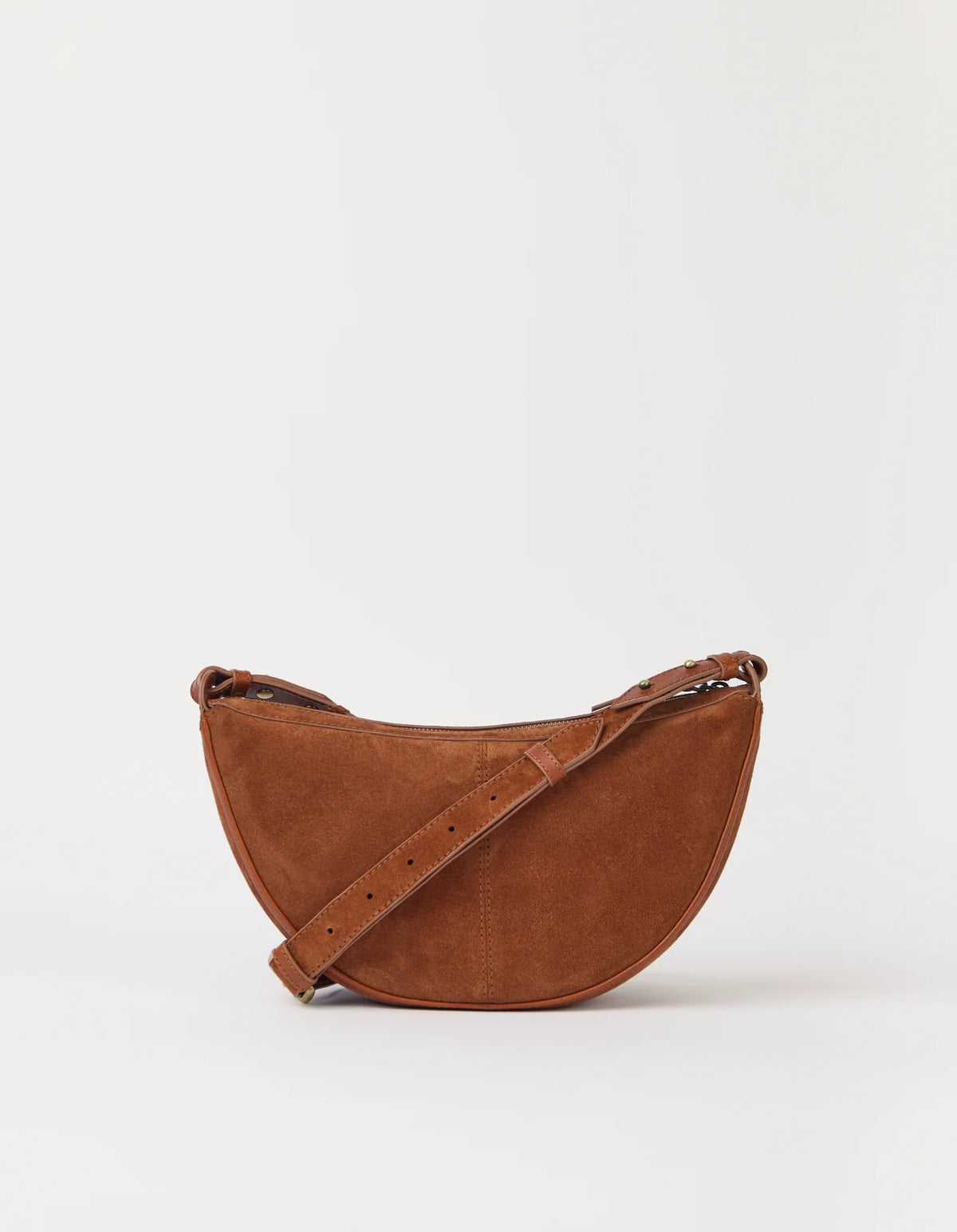 O MY BAG - Leo Midi Crossbody Strap Suède Cognac