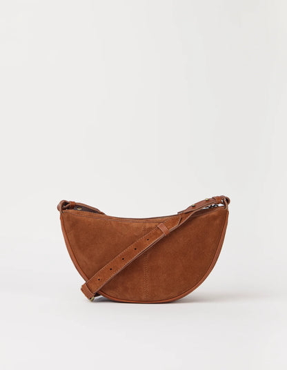 O MY BAG - Leo Midi Crossbody Strap Suède Cognac