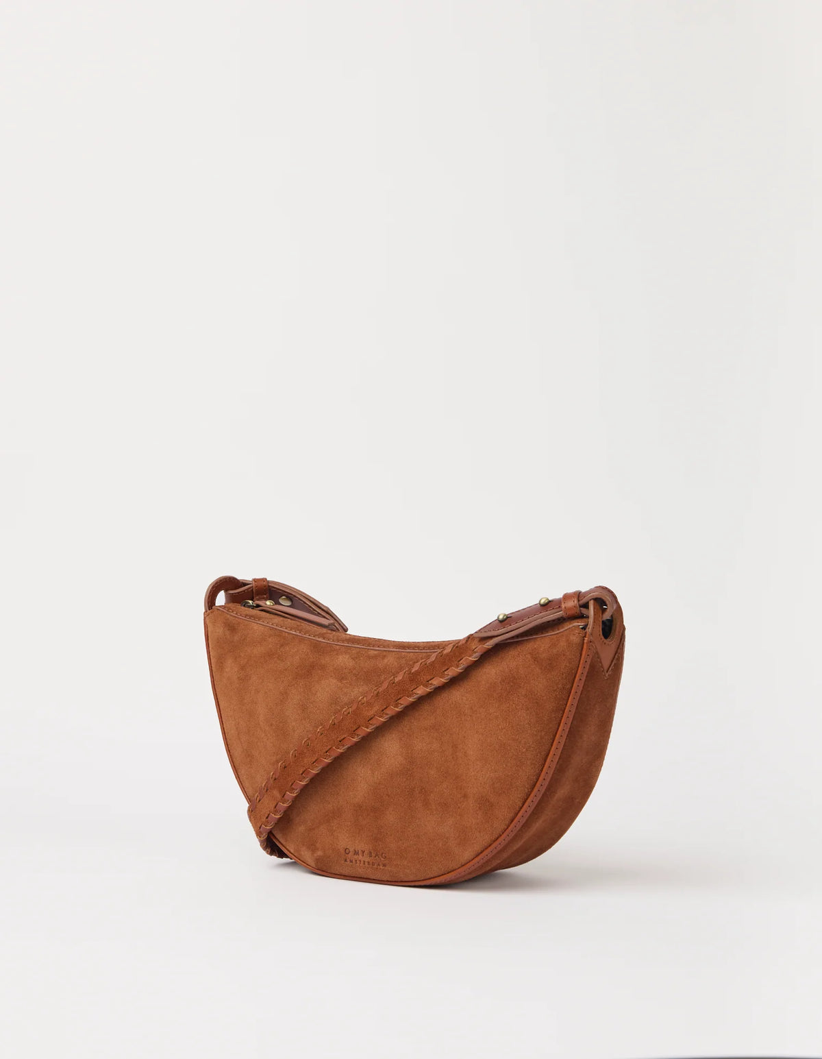 O MY BAG - Leo Midi Crossbody Strap Suède Cognac