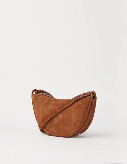 O MY BAG - Leo Midi Crossbody Strap Suède Cognac
