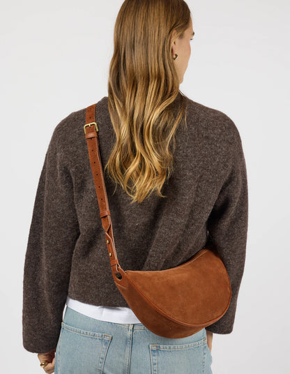 O MY BAG - Leo Midi Crossbody Strap Suède Cognac