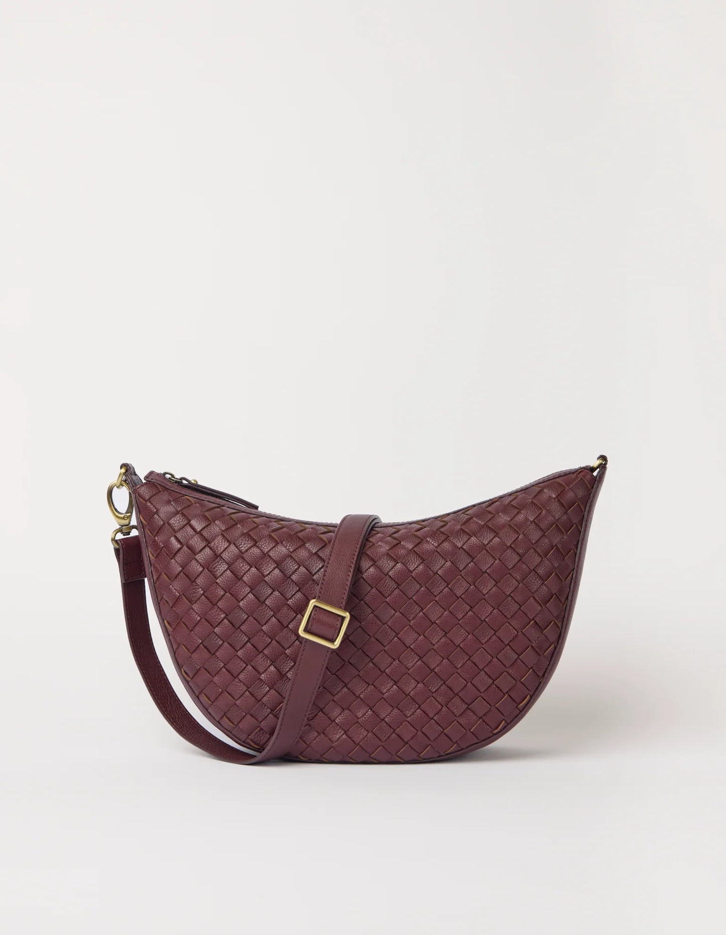 O MY BAG - Leo Maxi Woven Dark Cherry Woven Soft Grain Leather - WERTE FREUNDE