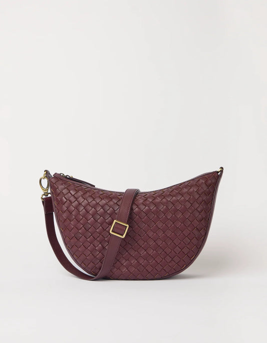 O MY BAG - Leo Maxi Woven Dark Cherry Woven Soft Grain Leather - WERTE FREUNDE
