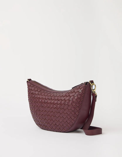 O MY BAG - Leo Maxi Woven Dark Cherry Woven Soft Grain Leather - WERTE FREUNDE