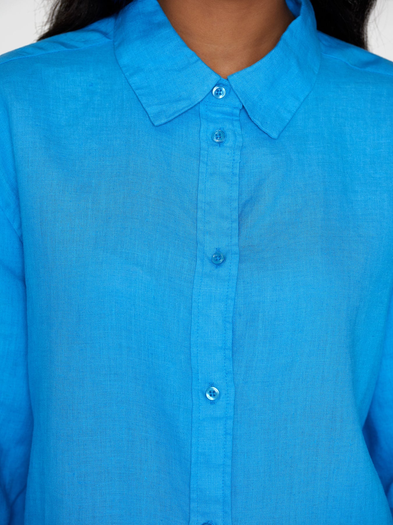 KCA - Loose linen long sleeved shirt Malibu Blue