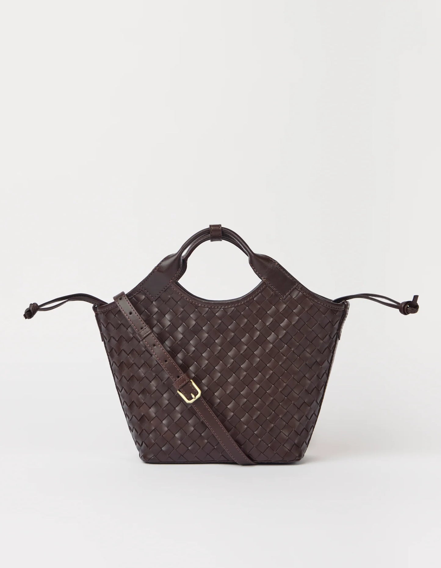 O MY BAG - Mara Midi Chocolate Woven Classic Leather - WERTE FREUNDE