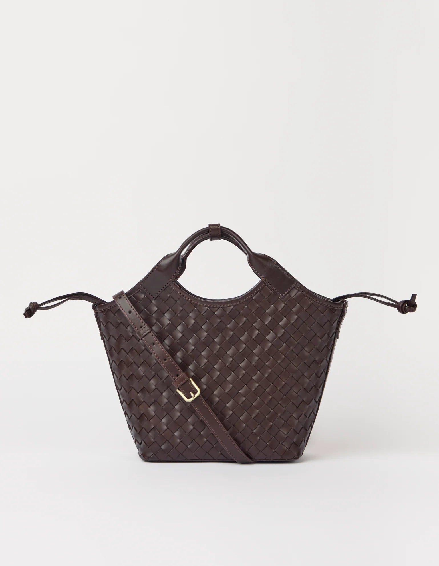 O MY BAG - Mara Midi Chocolate Woven Classic Leather - WERTE FREUNDE