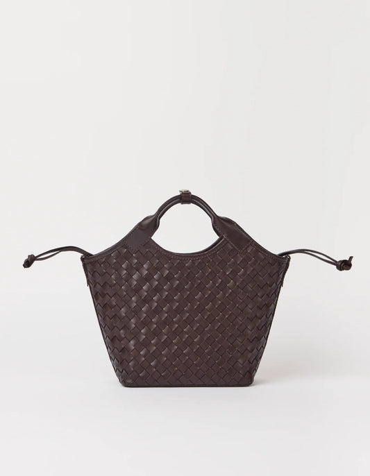 O MY BAG - Mara Midi Chocolate Woven Classic Leather - WERTE FREUNDE