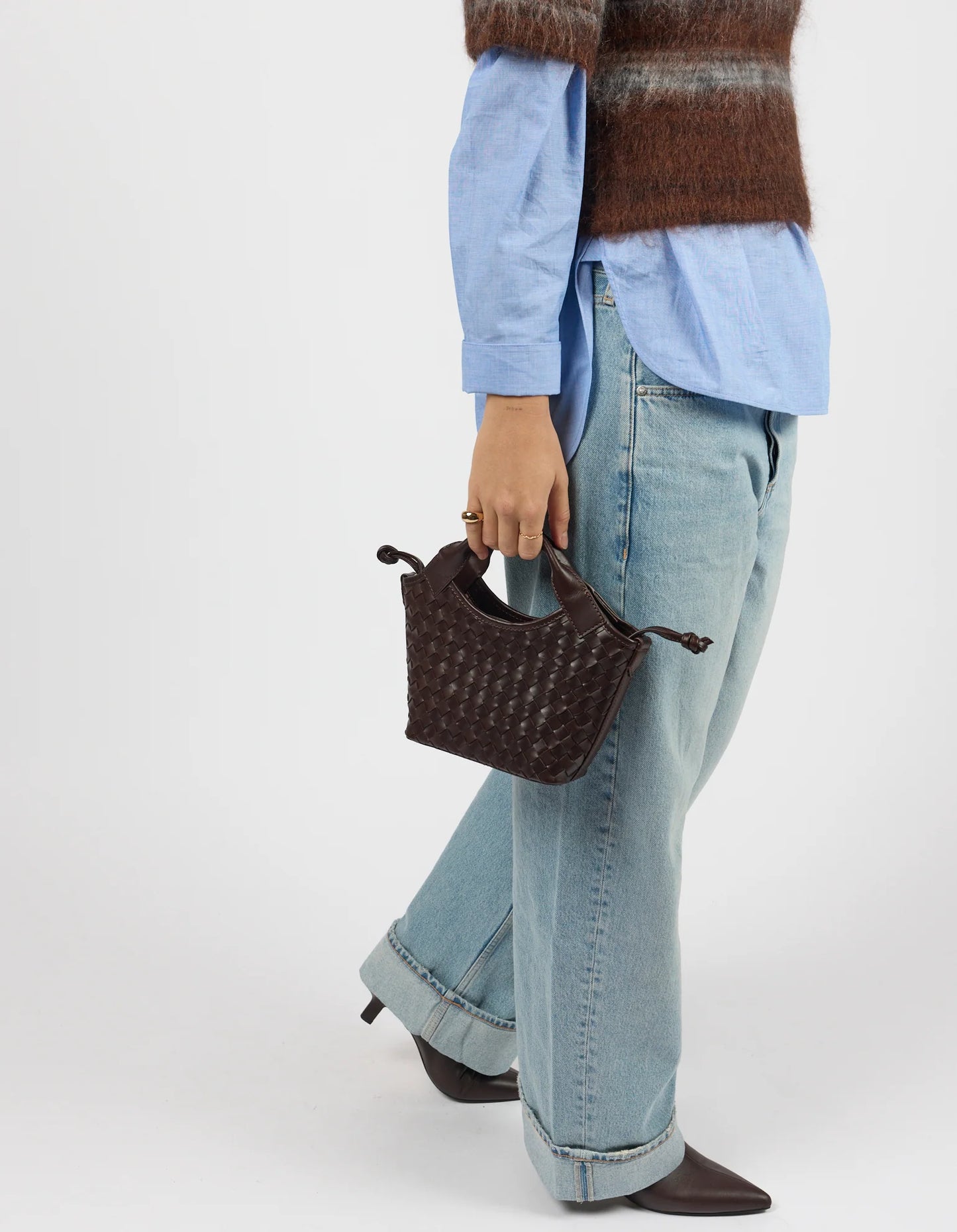 O MY BAG - Mara Mini Chocolate Woven Classic Leather - WERTE FREUNDE