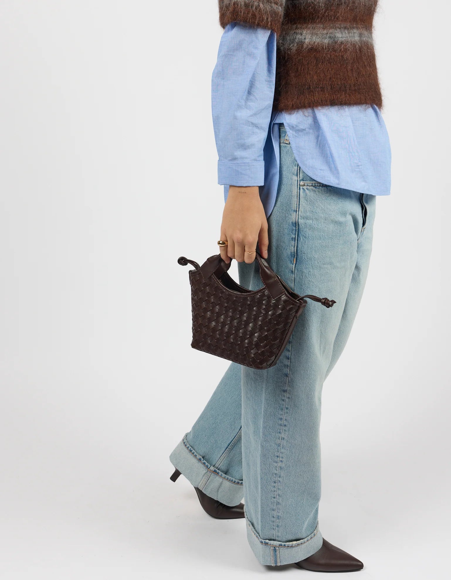 O MY BAG - Mara Mini Chocolate Woven Classic Leather - WERTE FREUNDE