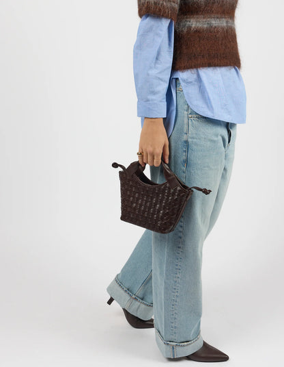 O MY BAG - Mara Mini Chocolate Woven Classic Leather - WERTE FREUNDE