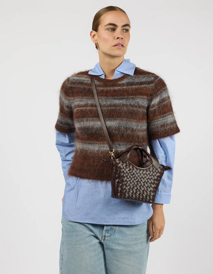 O MY BAG - Mara Mini Chocolate Woven Classic Leather - WERTE FREUNDE